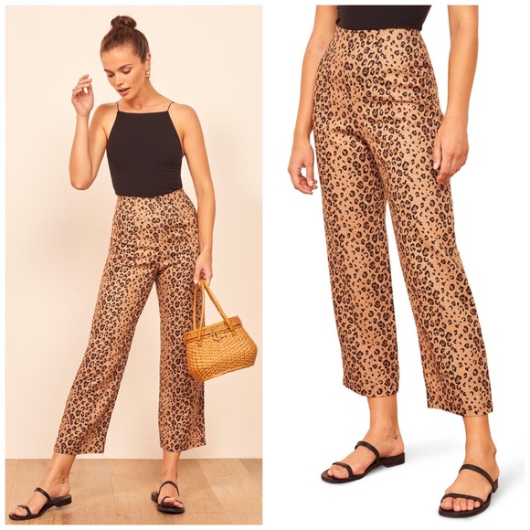 Reformation Pants - NWT Reformation Leopard Noble Crop Linen Pants